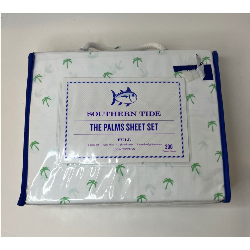 Southern Tide The Palms‎ Sheet Set Full Size Palm Trees Cotton 200 TC NIP